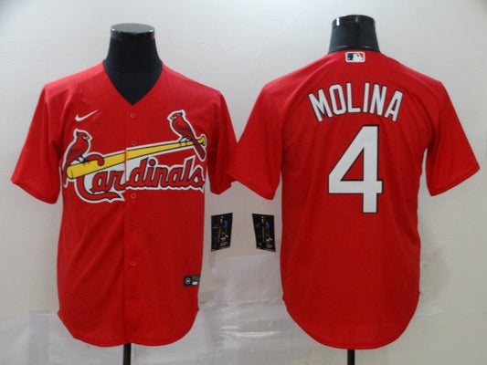 Men's St. Louis Cardinals Yadier Molina Majestic Cream Alternate Jersey1 RED