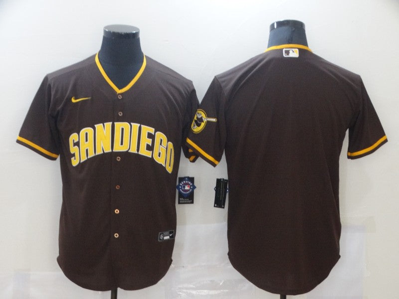 Men's San Diego Padres Brown Road Replica Blank Jersey1