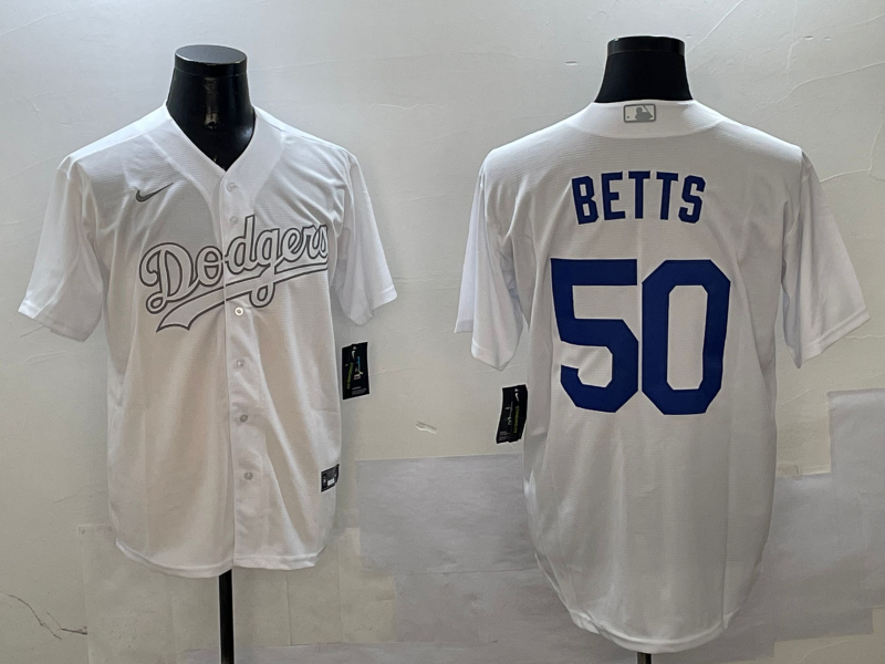 Men's Los Angeles Dodgers Mookie Betts #50 White Player Jersey1