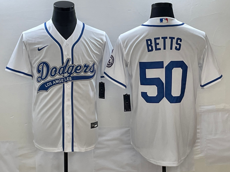 Men's Los Angeles Dodgers Mookie Betts #50 White Player Jersey1 Joint Edition