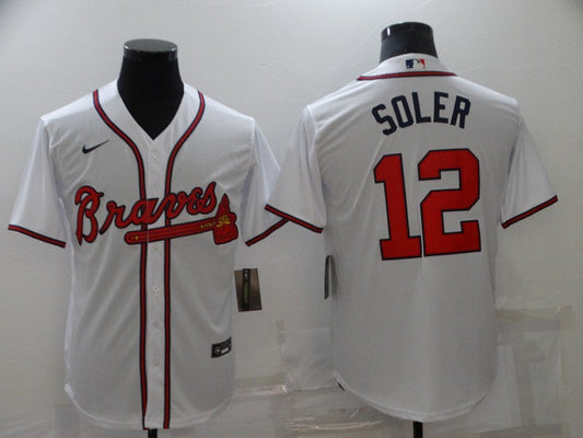Men's Atlanta Braves Jorge Soler #12 White Replica Player Jersey1
