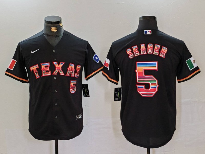 Men's Texas Rangers Corey Seager #5 Black Limited Player Jersey1