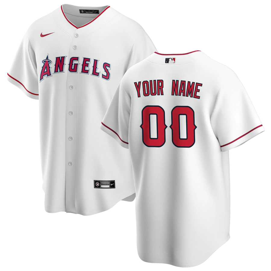 Men's Los Angeles Angels White Home Replica Custom Jersey1