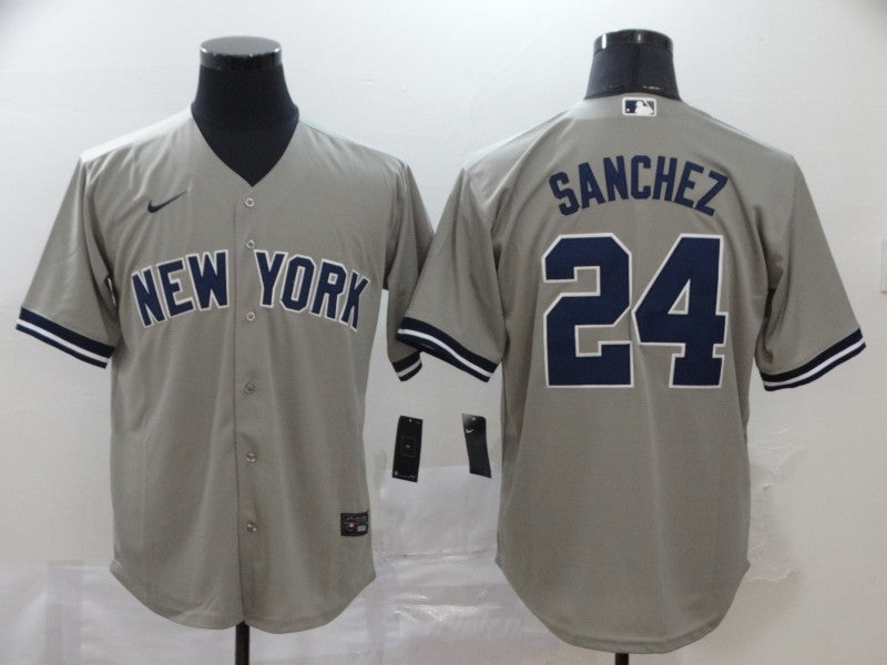 Men's New York Yankees Gary Sanchez #24 Gray Replica Baseball Jersey1