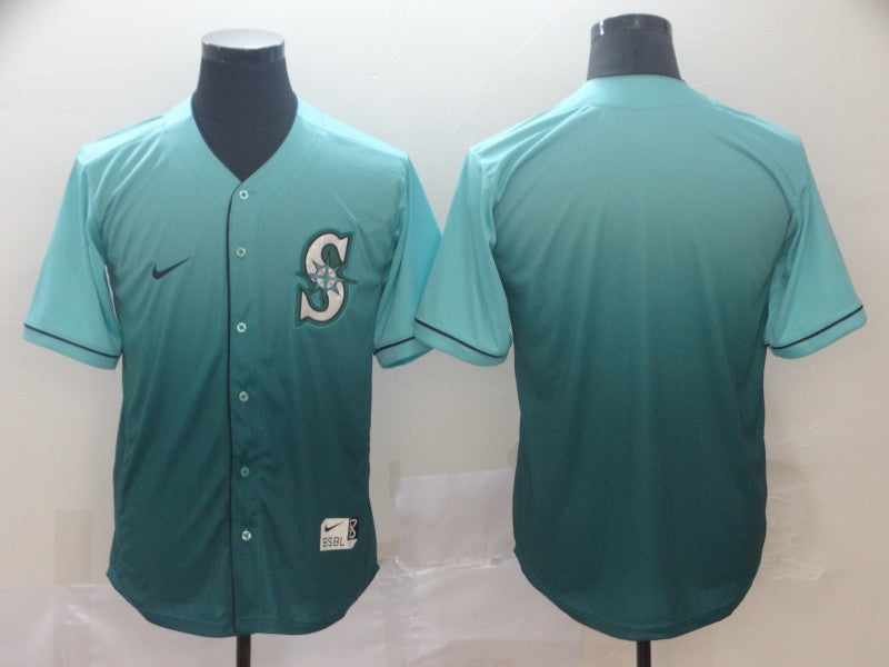 Men's Seattle Mariners Aqua Replica Blank Jersey1
