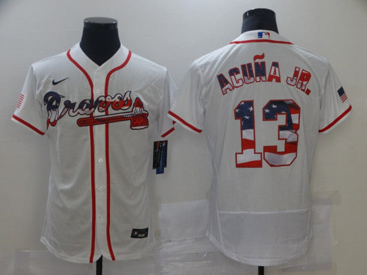 Men's Atlanta Braves Ronald Acuna Jr. #13 White Authentic Player Jersey1