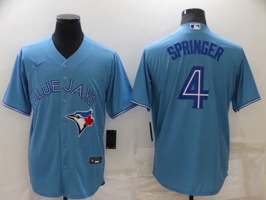 Men's Toronto Blue Jays George Springer #4 Light Blue Replica Baseball Jersey1