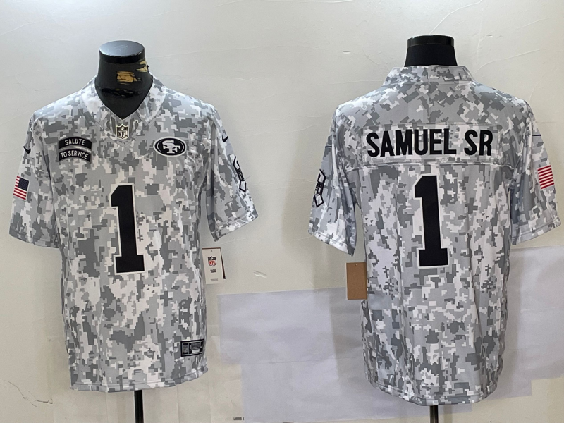 Men's San Francisco 49ers Deebo Samuel Sr #1 Arctic Camo 2024 Salute to Service Limited Jersey1