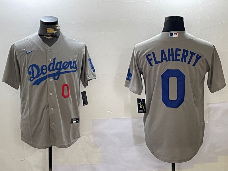 Men's Los Angeles Dodgers Jack Flaherty #0 Gray Replica Player Jersey1