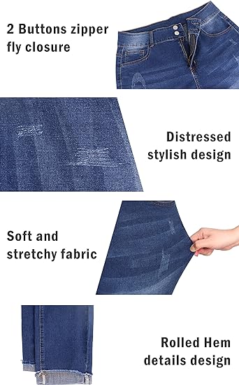 Womens Plus Size Skinny Jeans Stretchy High Waisted Ankle Jean