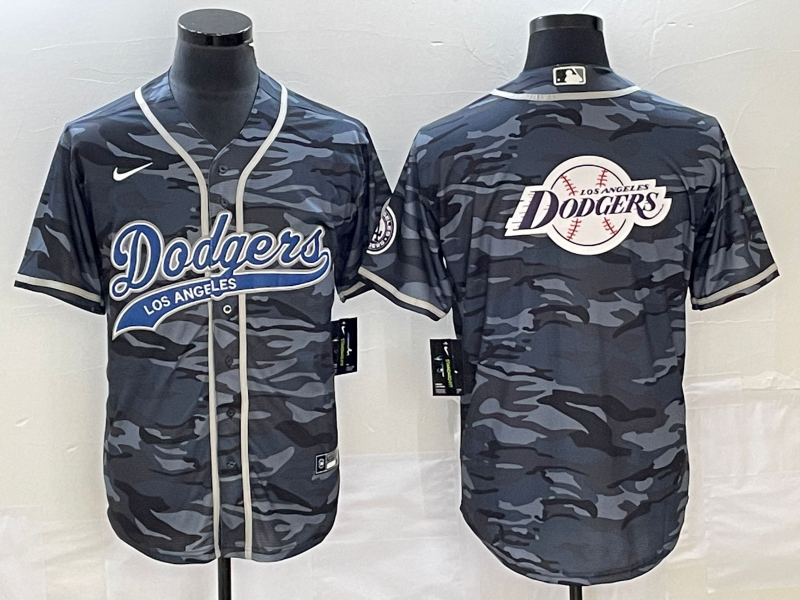 Men's Los Angeles Dodgers Grey Camouflage Player Jersey1 Joint Edition
