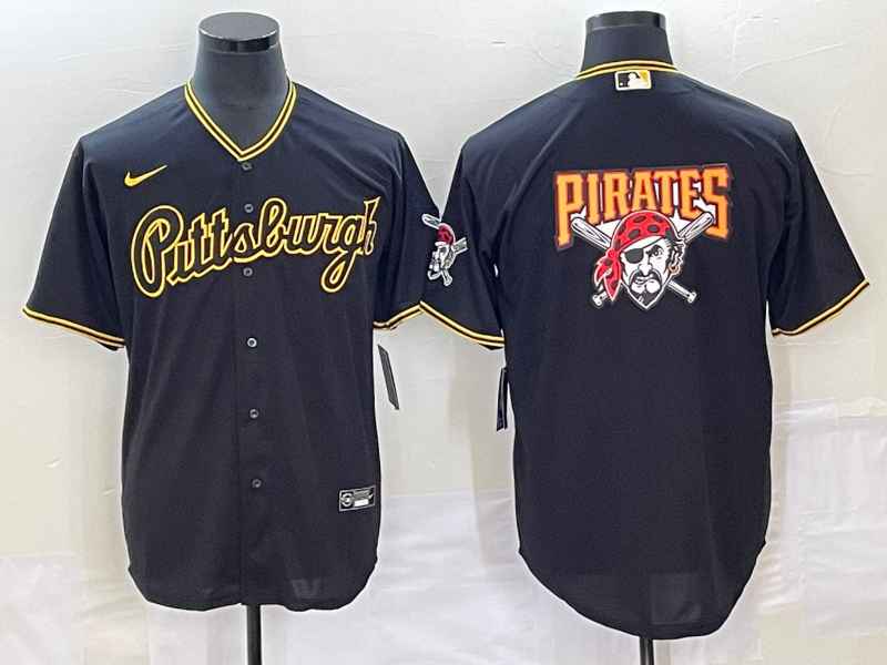 Men's Pittsburgh Pirates Black Replica Player Jersey1