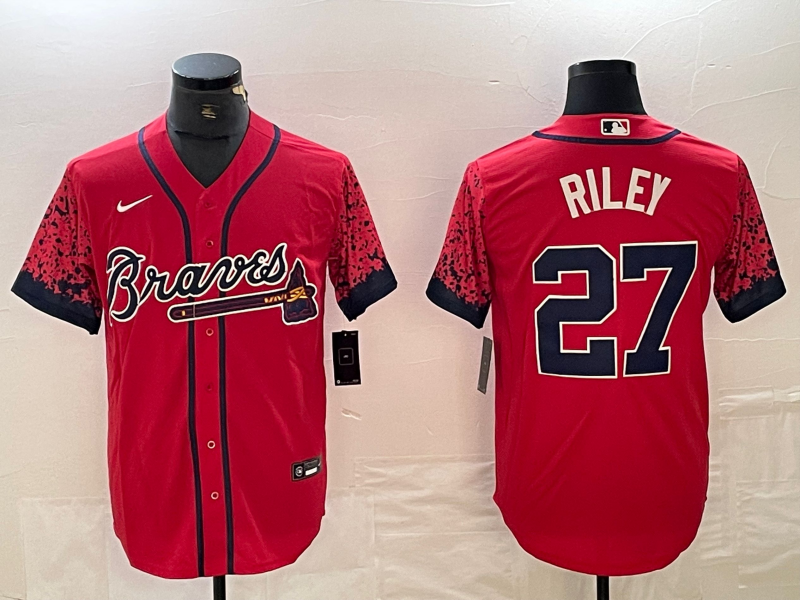 Men's Atlanta Braves Austin Riley #27 Red Player Jersey1