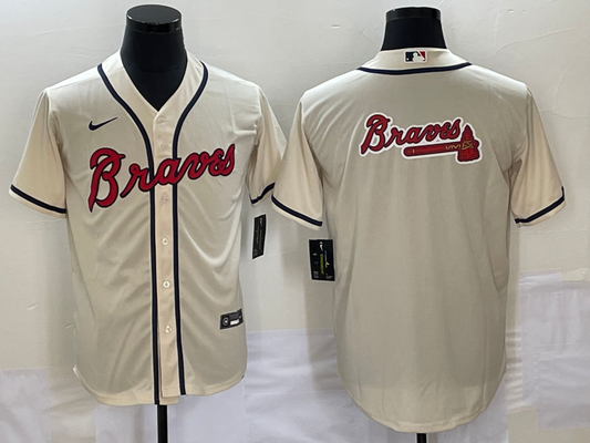 Men's Atlanta Braves Cream Replica Team Jersey1