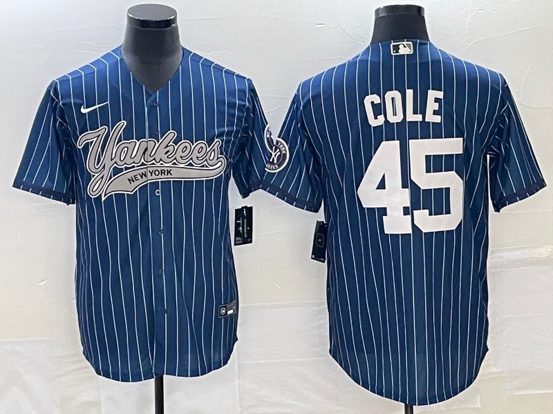 Men's New York Yankees Gerrit Cole #45 Blue Player Jersey1 Joint Edition