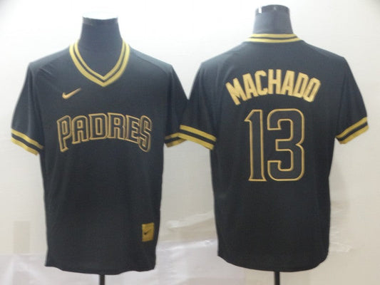 Men's San Diego Padres Manny Machado #13 Black Stitched Jersey1