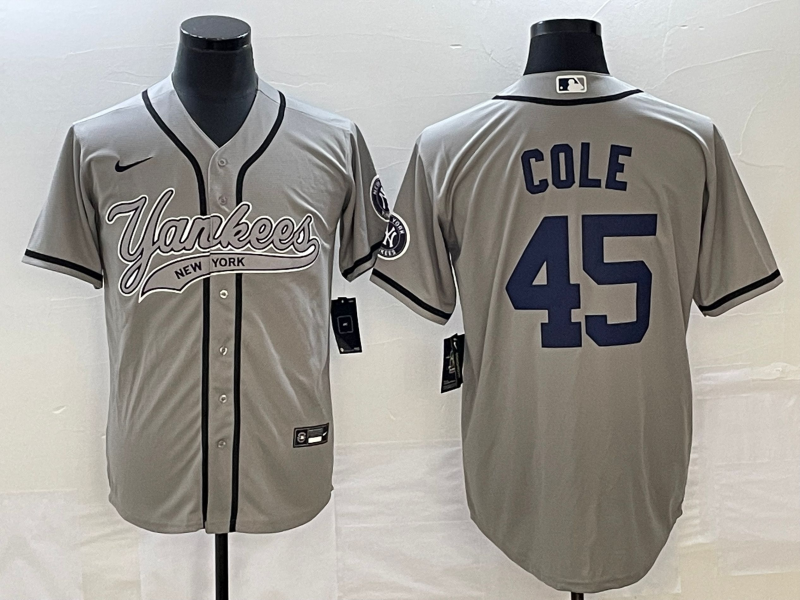 Men's New York Yankees Gerrit Cole #45 Gray Player Jersey1 Joint Edition