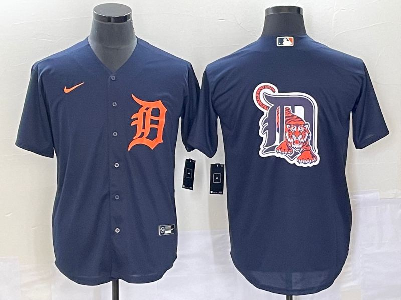 Men's Detroit Tigers Navy Alternate Authentic Logo Team Jersey1