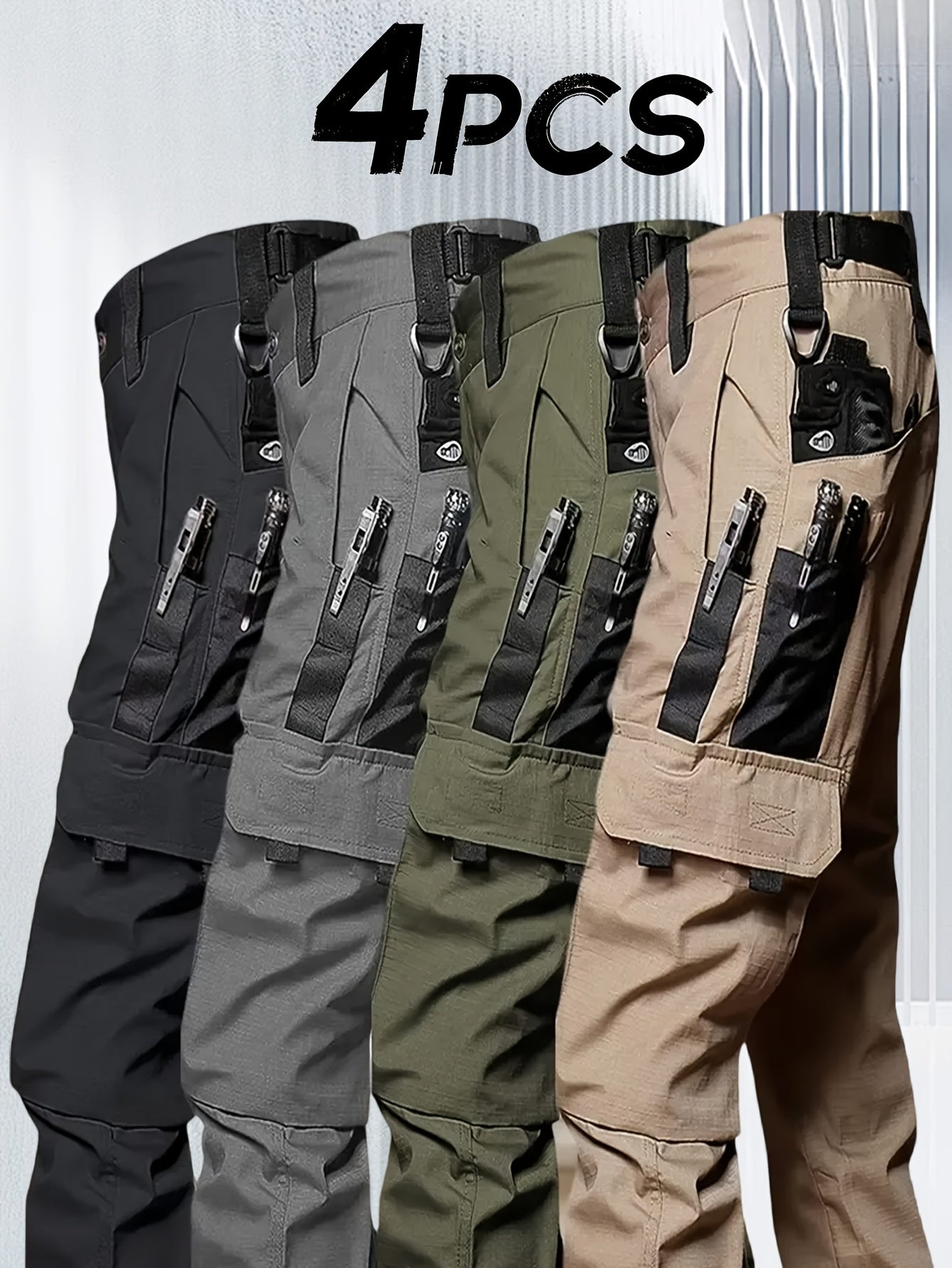 [Tactical Pants] 4pcs Men'S Tactical Pants