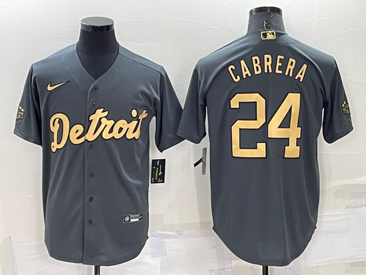 Men's Detroit Tigers Miguel Cabrera #24 Gray Stitched Jersey1
