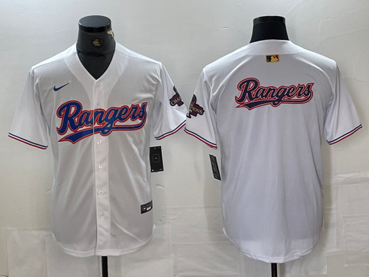 Men's Texas Rangers White 2024 Gold Collection Limited Player Jersey1