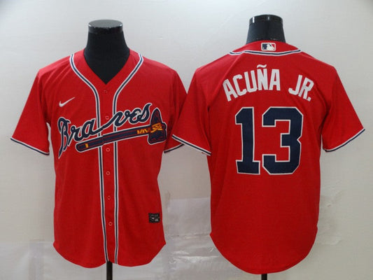 New Men's Atlanta Braves Ronald Acuna Jr. #13 Jersey1 Red