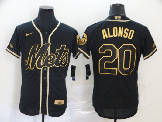 Men's New York Mets Pete Alonso #20 Black Stitched jersey