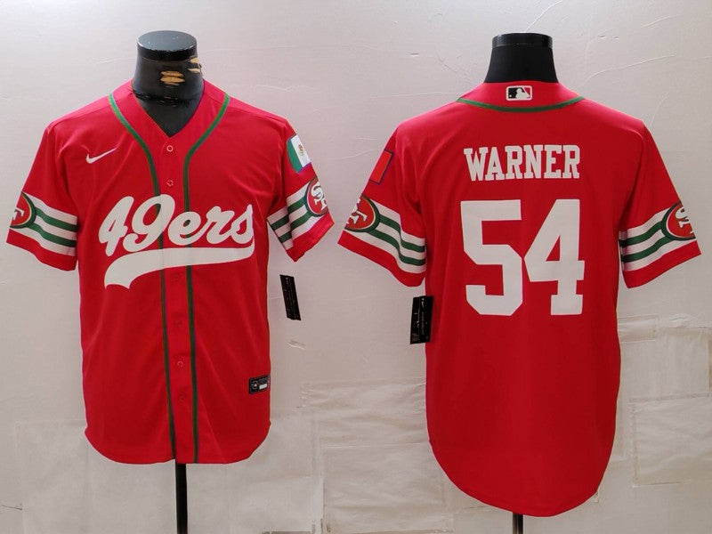 Men's San Francisco 49ers Fred Warner #54 Scarlet Game Player Jersey1