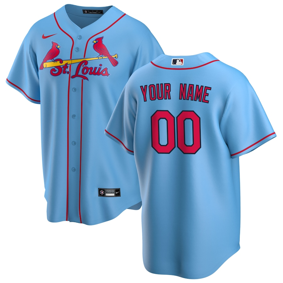 Men's St. Louis Cardinals Light Blue Alternate Replica Custom jersey