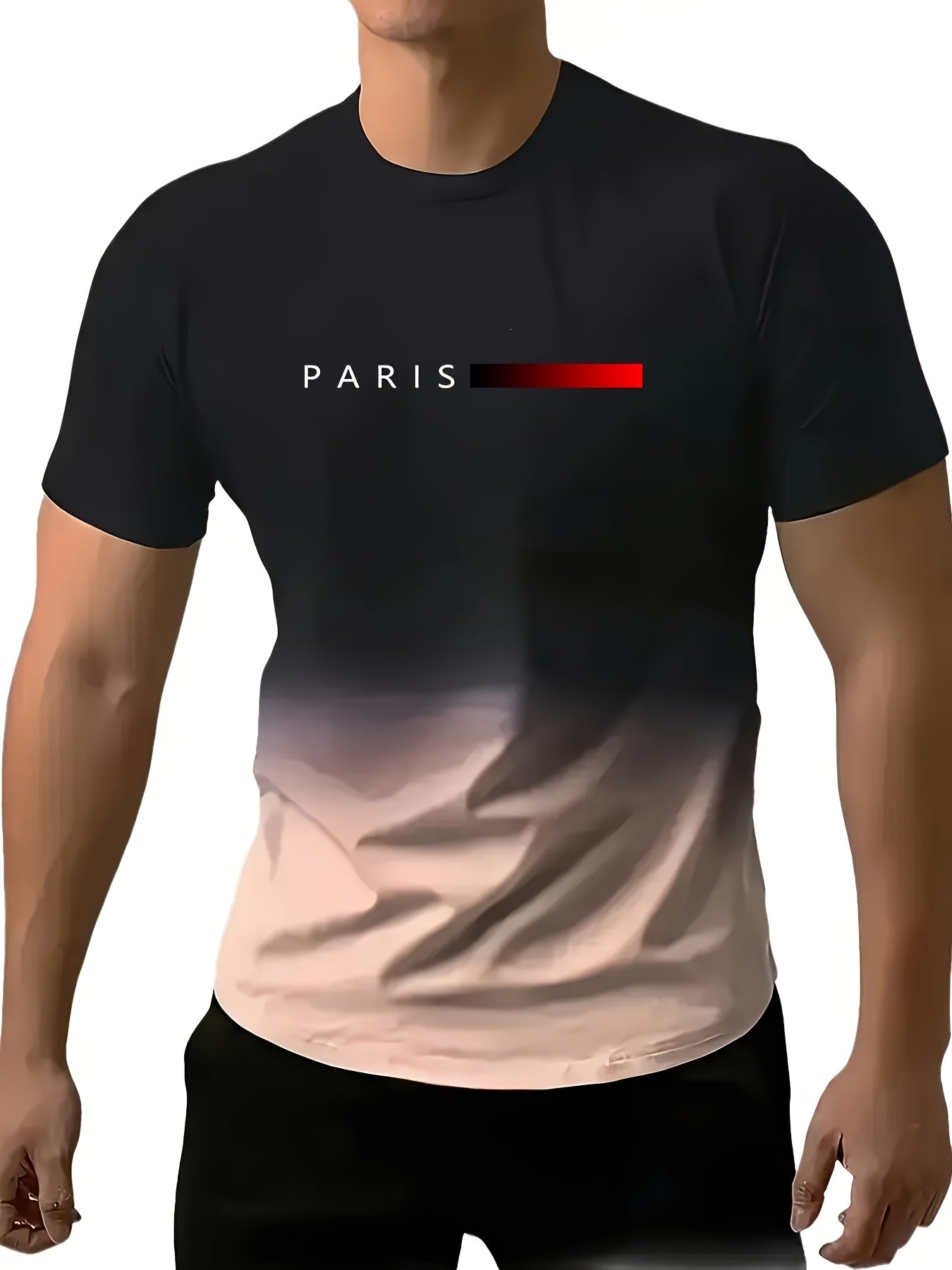 5pcs of large size Men's casual and fashionable 3D printed round neck T-shirts