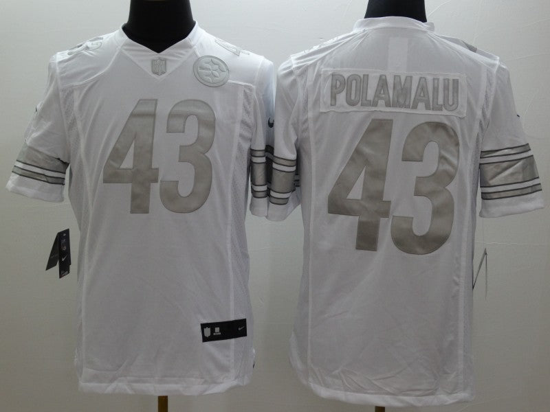 Men's Pittsburgh Steelers Troy Polamalu #43 White Game Player Jersey1