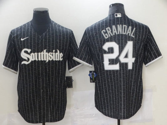 Men's Chicago White Sox Yasmani Grandal #24 Black Replica Baseball Jersey1