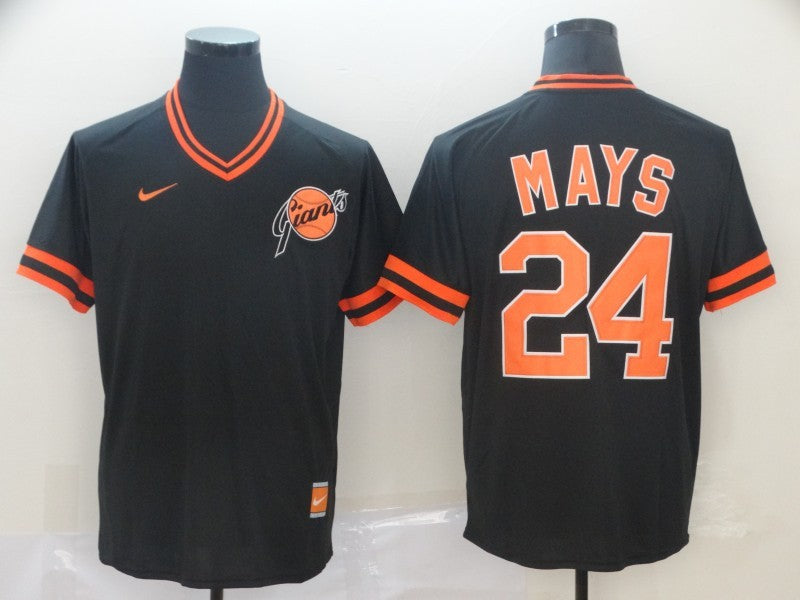 Men's San Francisco Giants Willie Mays #24 Black Replica Player Jersey1