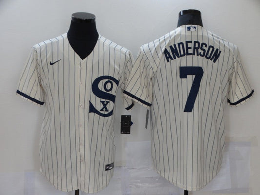 Men's Chicago White Sox Tim Anderson #7 Beige Replica Baseball Jersey1