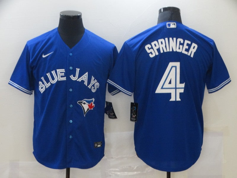 Men's Toronto Blue Jays George Springer #4 Blue Replica Baseball Jersey1