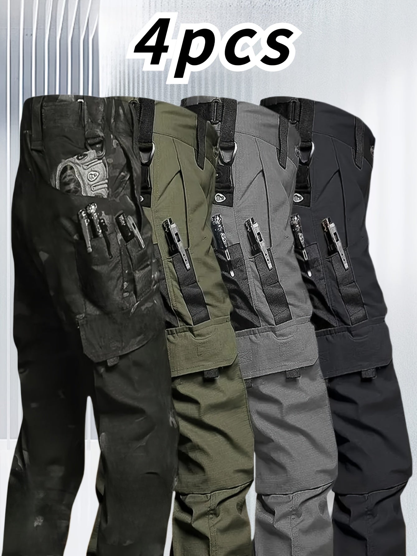[Tactical Pants] 4pcs Men'S Tactical Pants