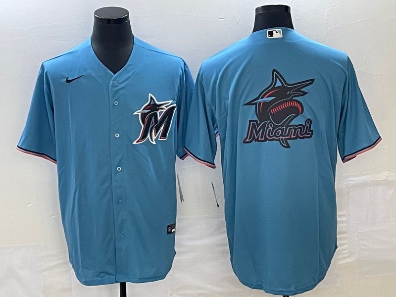 Men's Miami Marlins Blue Alternate Replica Team Jersey1