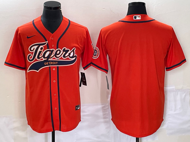 Men's Detroit Tigers Orange Blank Replica Jersey1 Joint Edition