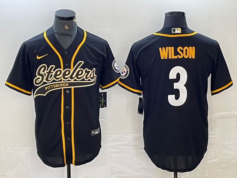 Men's Pittsburgh Steelers Russell Wilson #3 Black Game Jersey1 Joint Edition