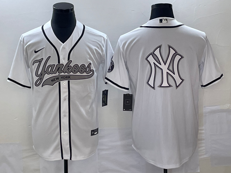 Men's New York Yankees White Replica Player Jersey1 Joint Edition
