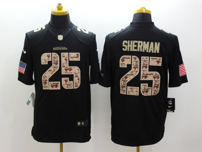 Men's Seattle Seahawks Richard Sherman #25 Black Game Player Jersey1