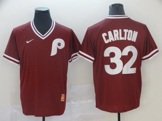 Men's Philadelphia Phillies Steve Carlton #32 Red Replica Baseball Jersey1