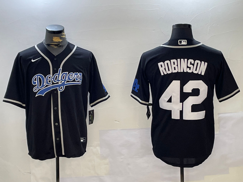 Men's Los Angeles Dodgers Jackie Robinson #42 Black Player Jersey1