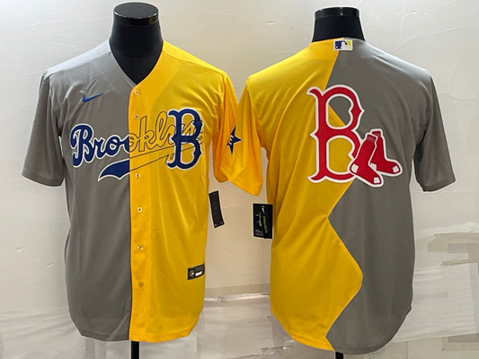 Men's Boston Red Sox Yellow/Gray Alternate Replica Player Jersey1