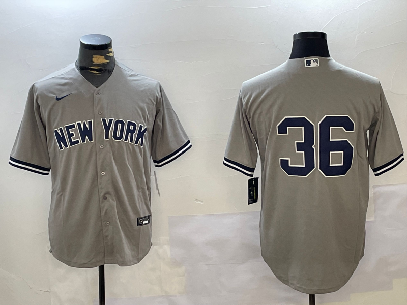 Men's New York Yankees Clarke Schmidt #36 Gray Replica Player Jersey1
