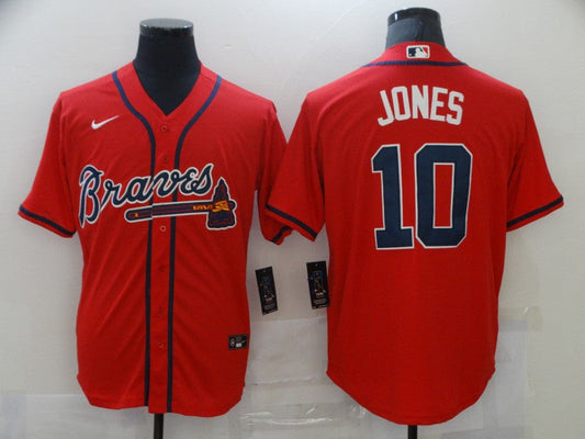 Men's Atlanta Braves Chipper Jones #10 Red Replica Player Jersey1