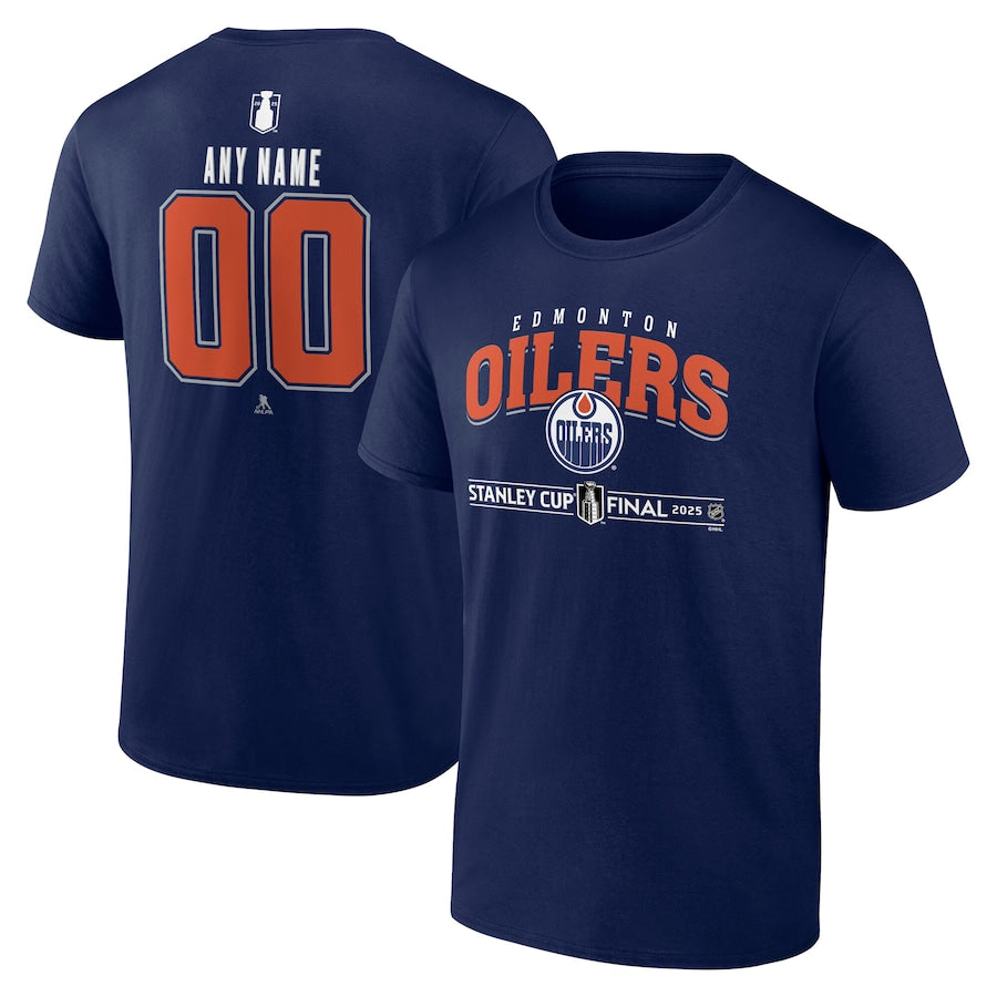 Men's Edmonton Oilers Navy 2025 Stanley Cup Final Custom T-Shirt