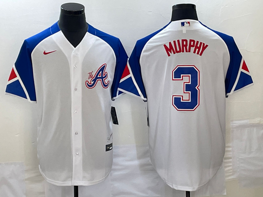 Men's Atlanta Braves Dale Murphy #3 White 2023 City Connect Replica Player Jersey1