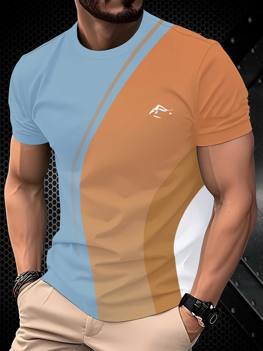 Men's Crew Neck T-Shirt - Breathable Polyester Fabric with Stretchy Knit