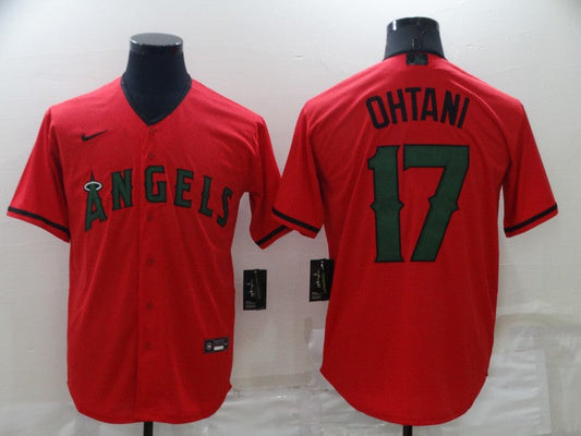 Men's Los Angeles Angels Shohei Ohtani #17 Red Sewn Baseball Jersey1
